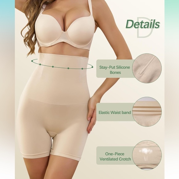 High waisted Spanx tummy control shape wear shorts compression butt lift nude - Picture 3 of 5